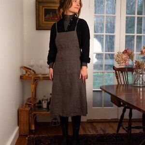 NWT Artemesia Apron Dress 100% Linen Apron Dress Granite Gray One Size Lagenlook
